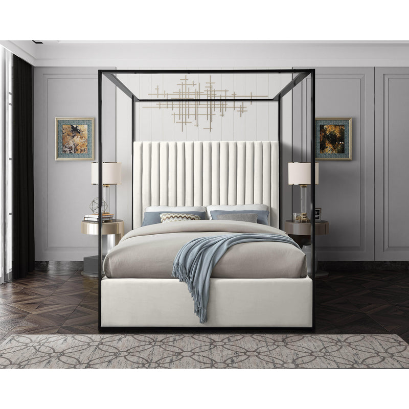 Meridian Jax Cream Velvet Queen Bed IMAGE 4