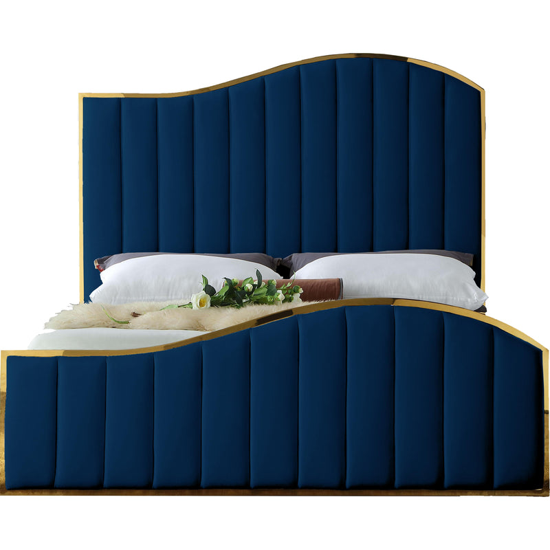 Meridian Jolie Navy Velvet Queen Bed (3 Boxes) IMAGE 1
