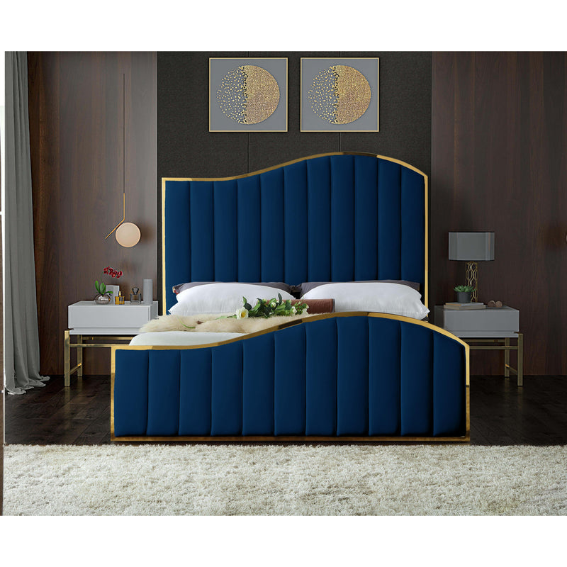 Meridian Jolie Navy Velvet Queen Bed (3 Boxes) IMAGE 2