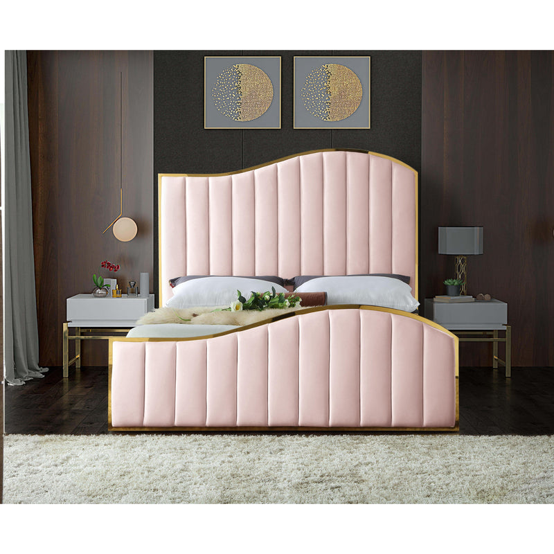Meridian Jolie Pink Velvet Queen Bed (3 Boxes) IMAGE 2