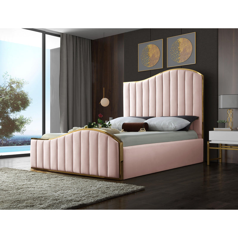 Meridian Jolie Pink Velvet Queen Bed (3 Boxes) IMAGE 3