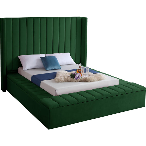 Meridian Kiki Green Velvet Full Bed (3 Boxes) IMAGE 1