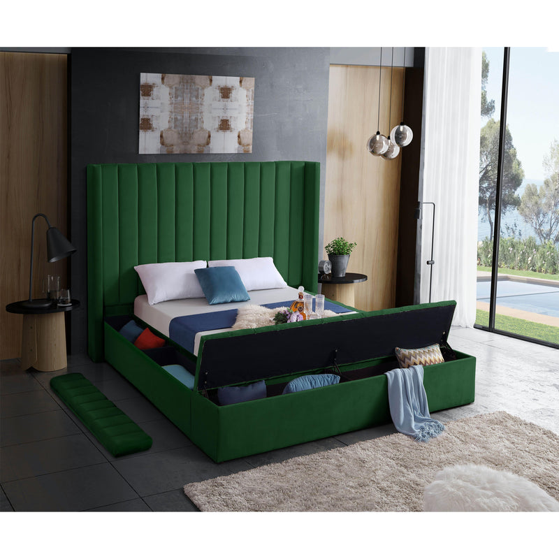 Meridian Kiki Green Velvet Full Bed (3 Boxes) IMAGE 8