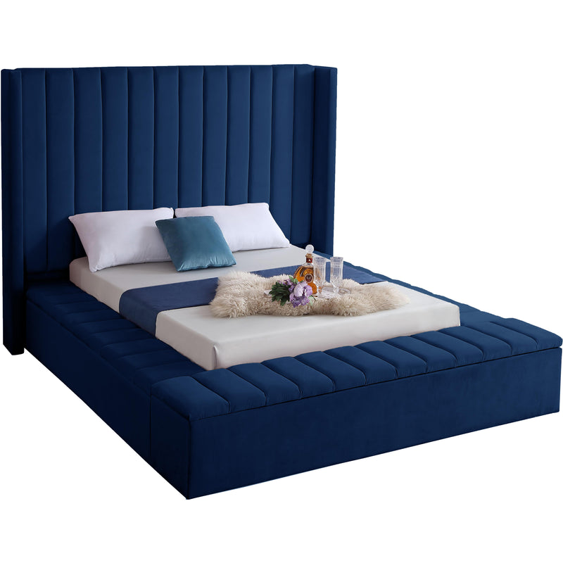 Meridian Kiki Navy Velvet Full Bed (3 Boxes) IMAGE 1