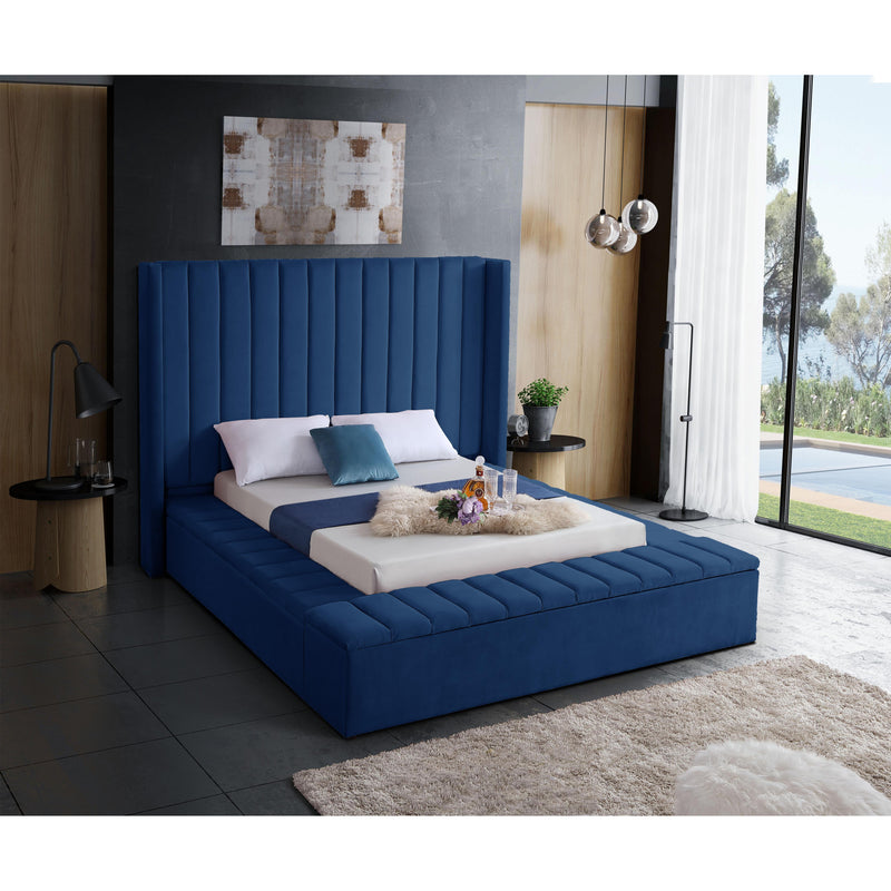 Meridian Kiki Navy Velvet Full Bed (3 Boxes) IMAGE 5