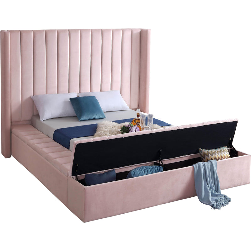 Meridian Kiki Pink Velvet Full Bed (3 Boxes) IMAGE 2