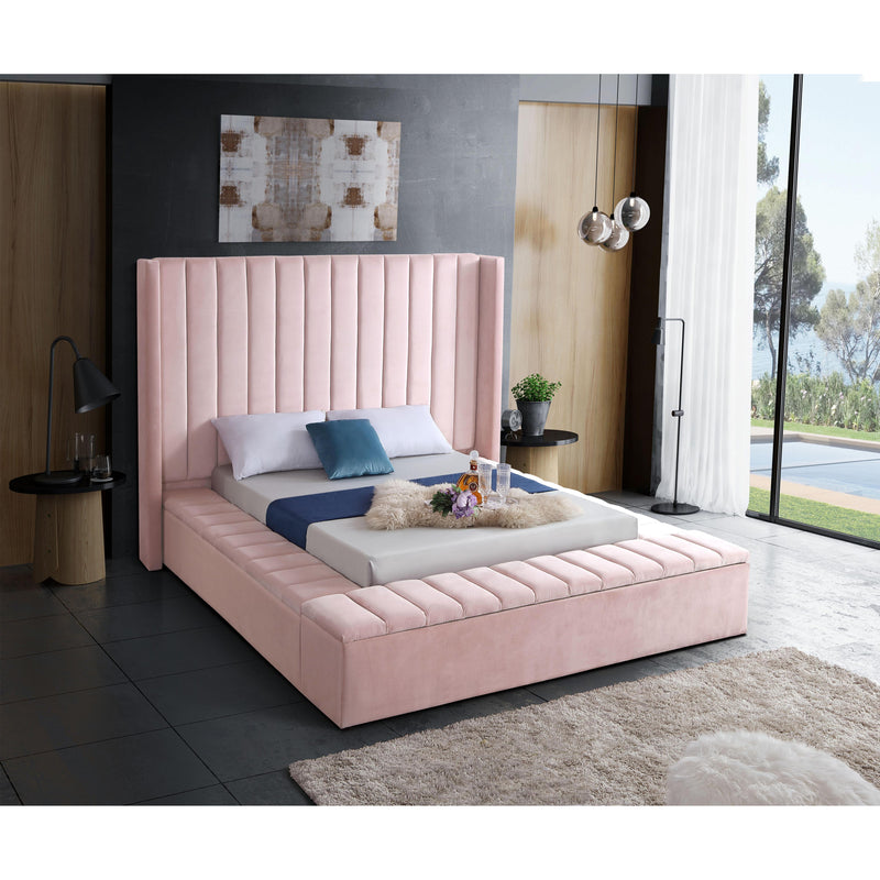 Meridian Kiki Pink Velvet Full Bed (3 Boxes) IMAGE 5