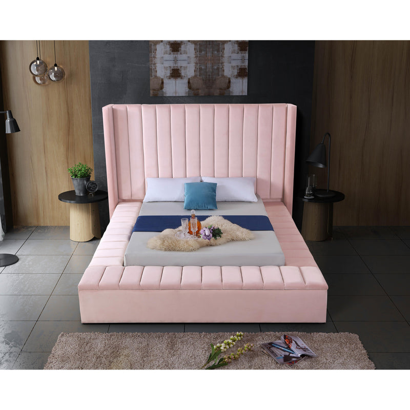 Meridian Kiki Pink Velvet Full Bed (3 Boxes) IMAGE 7