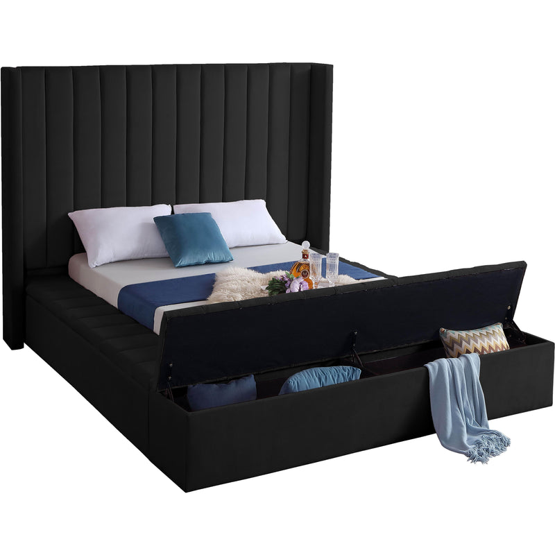 Meridian Kiki Black Velvet King Bed (3 Boxes) IMAGE 2