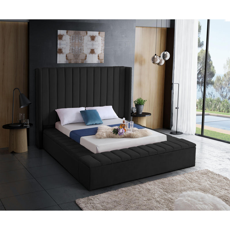 Meridian Kiki Black Velvet King Bed (3 Boxes) IMAGE 5