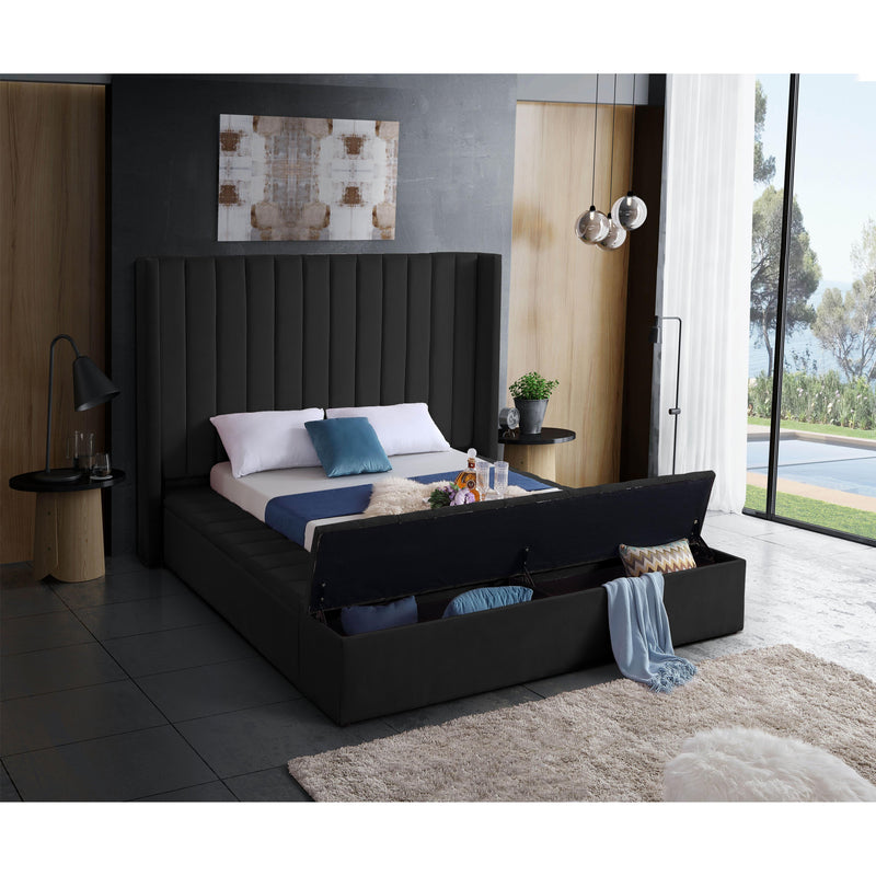 Meridian Kiki Black Velvet King Bed (3 Boxes) IMAGE 6