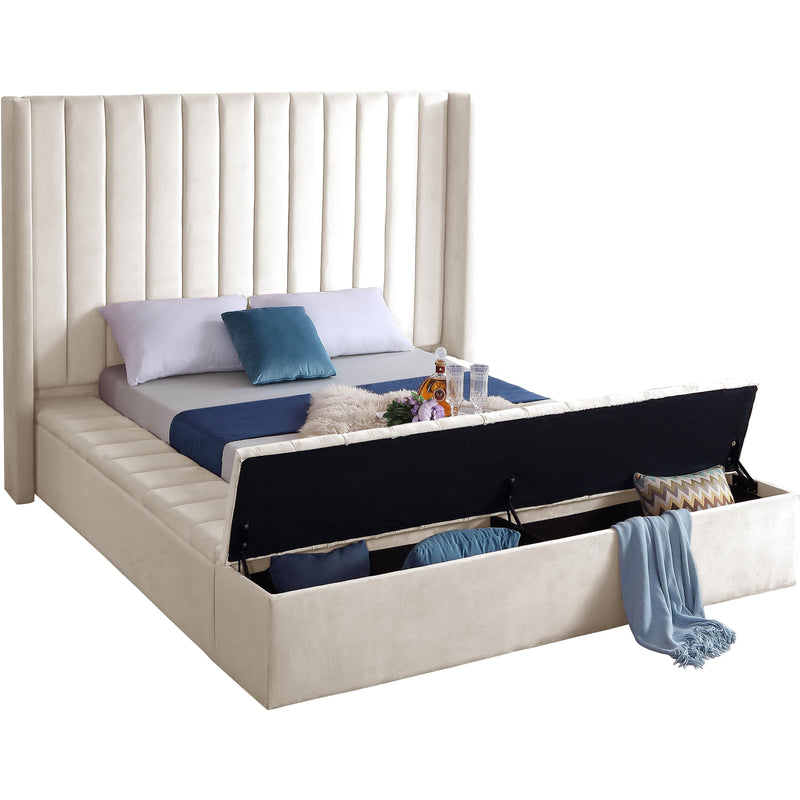 Meridian Kiki Cream Velvet King Bed (3 Boxes) IMAGE 2