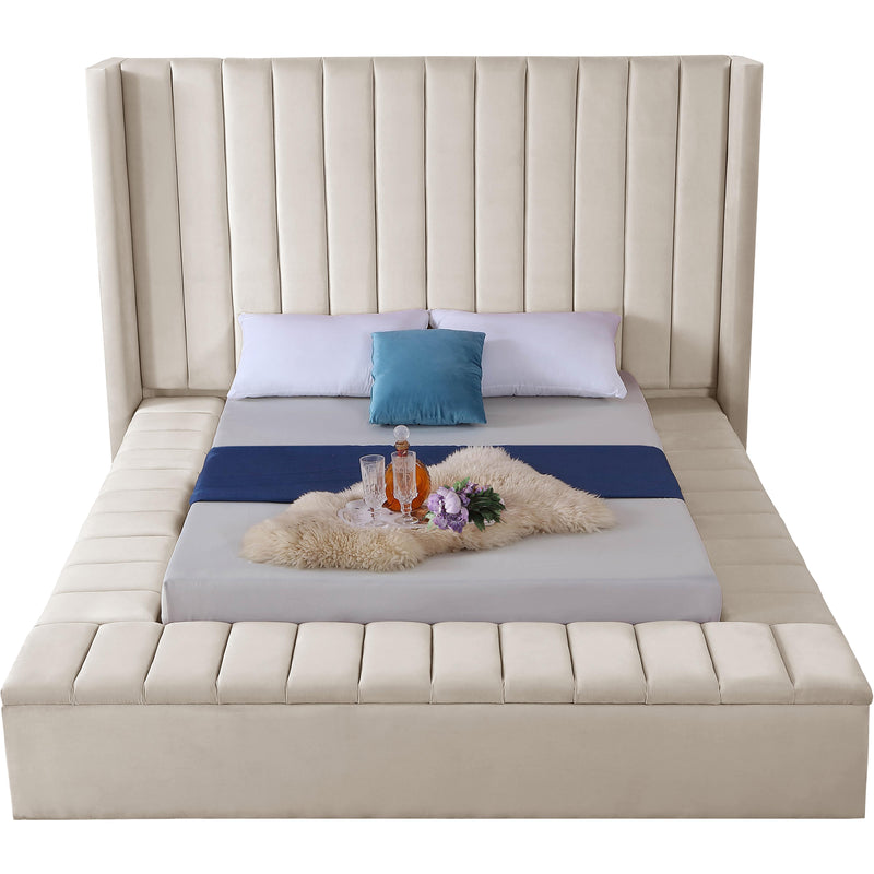 Meridian Kiki Cream Velvet King Bed (3 Boxes) IMAGE 3