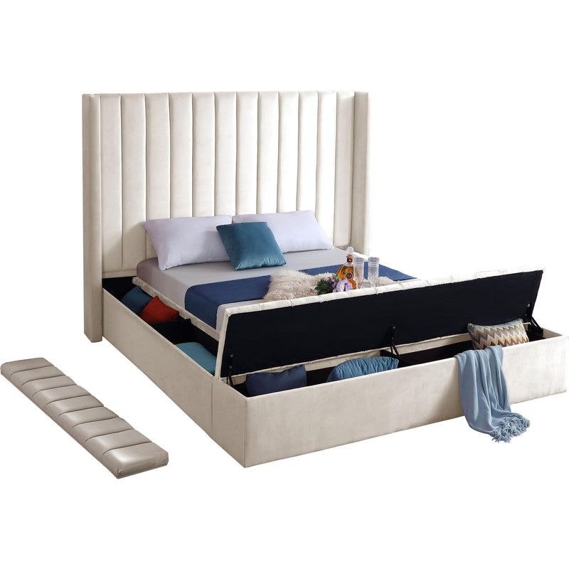 Meridian Kiki Cream Velvet King Bed (3 Boxes) IMAGE 4