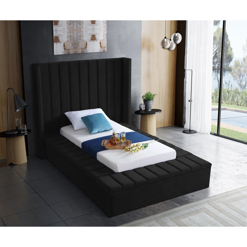 Meridian Kiki Black Velvet Twin Bed (3 Boxes) IMAGE 5