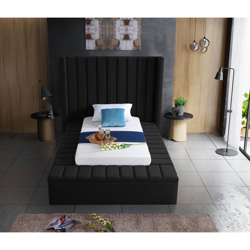 Meridian Kiki Black Velvet Twin Bed (3 Boxes) IMAGE 7