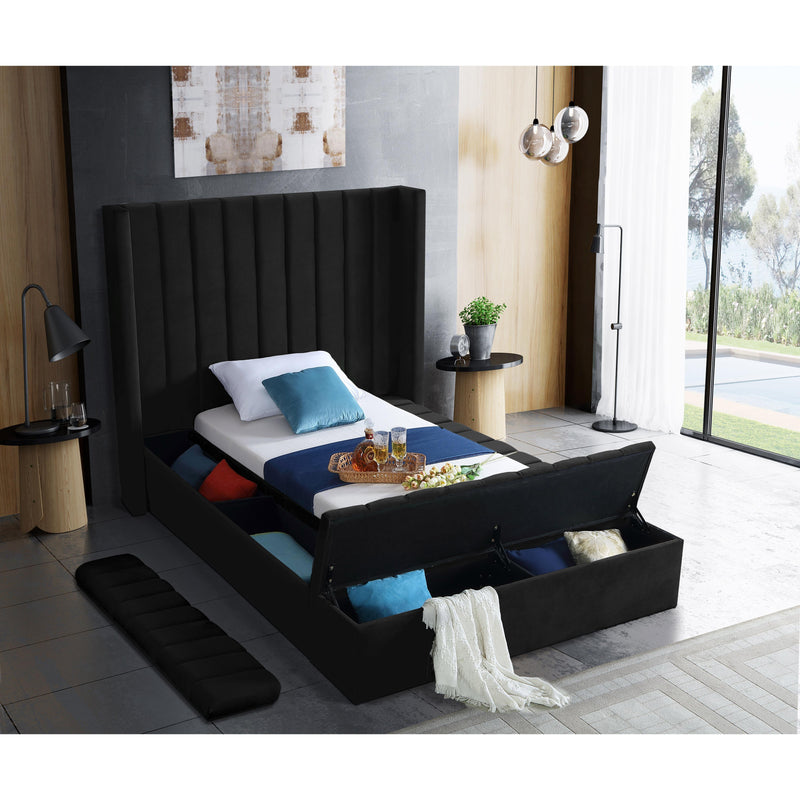 Meridian Kiki Black Velvet Twin Bed (3 Boxes) IMAGE 8