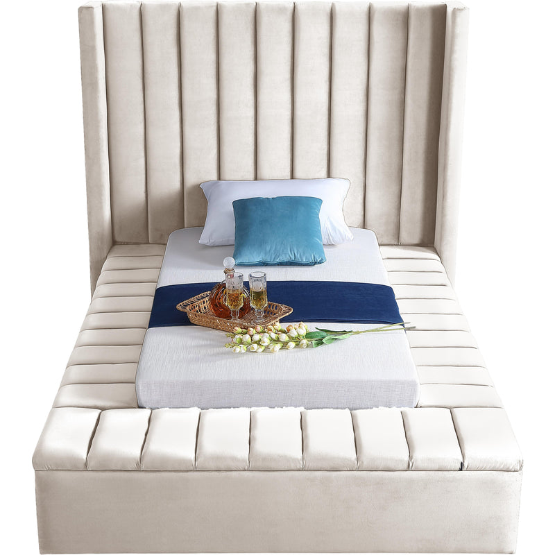 Meridian Kiki Cream Velvet Twin Bed (3 Boxes) IMAGE 3