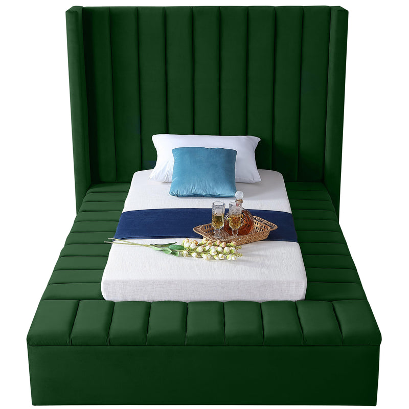 Meridian Kiki Green Velvet Twin Bed (3 Boxes) IMAGE 3