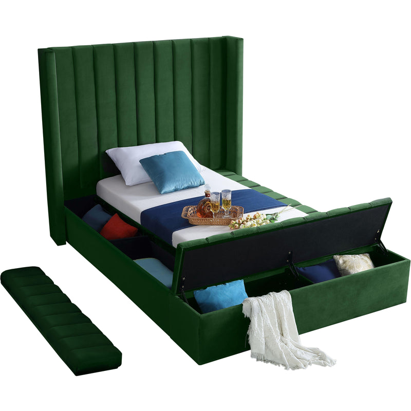 Meridian Kiki Green Velvet Twin Bed (3 Boxes) IMAGE 4