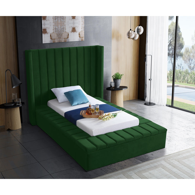 Meridian Kiki Green Velvet Twin Bed (3 Boxes) IMAGE 5