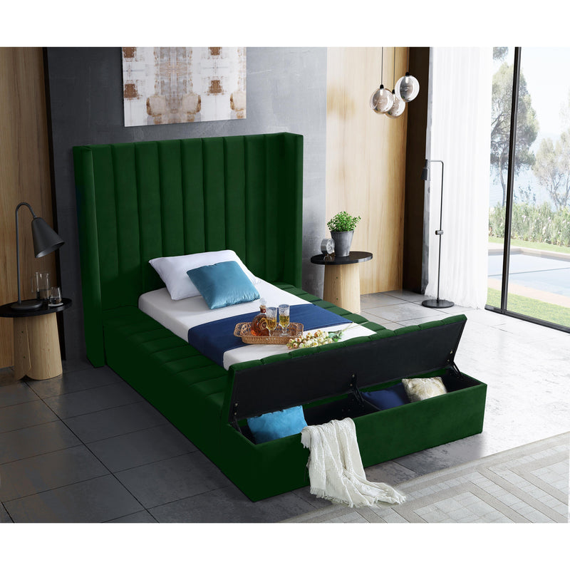 Meridian Kiki Green Velvet Twin Bed (3 Boxes) IMAGE 6