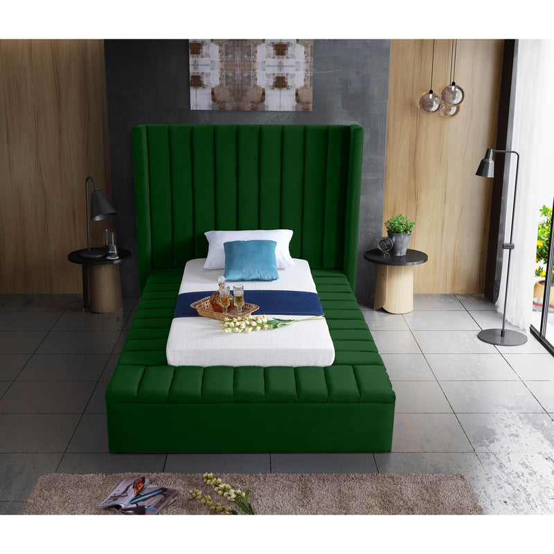 Meridian Kiki Green Velvet Twin Bed (3 Boxes) IMAGE 7