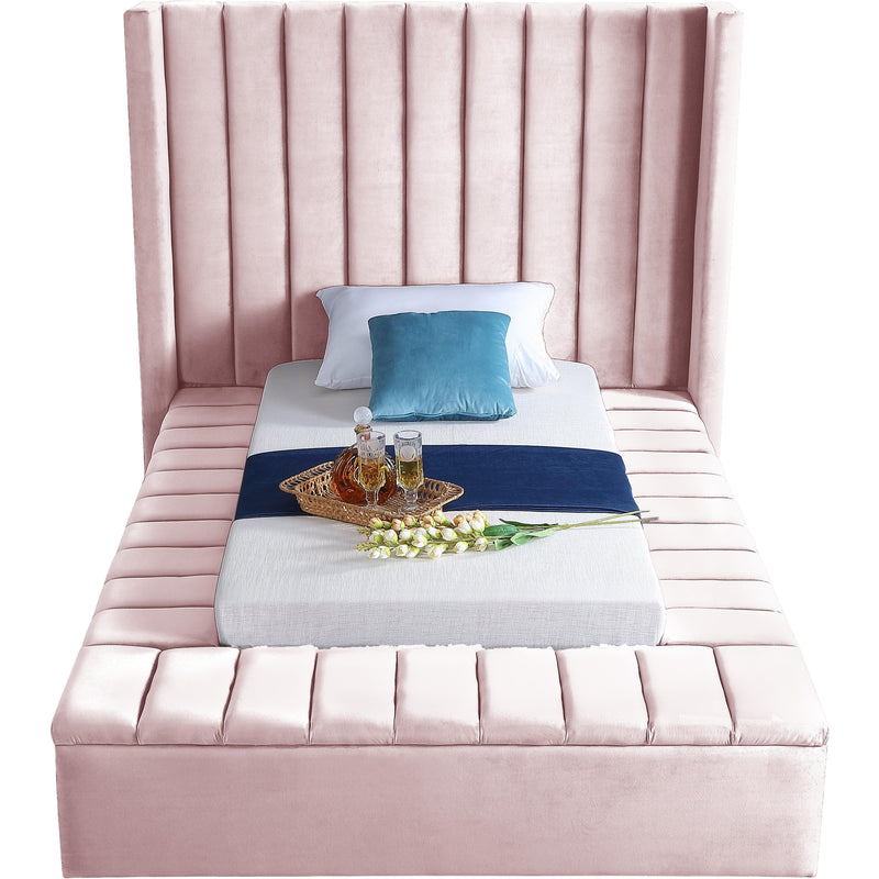 Meridian Kiki Pink Velvet Twin Bed (3 Boxes) IMAGE 3