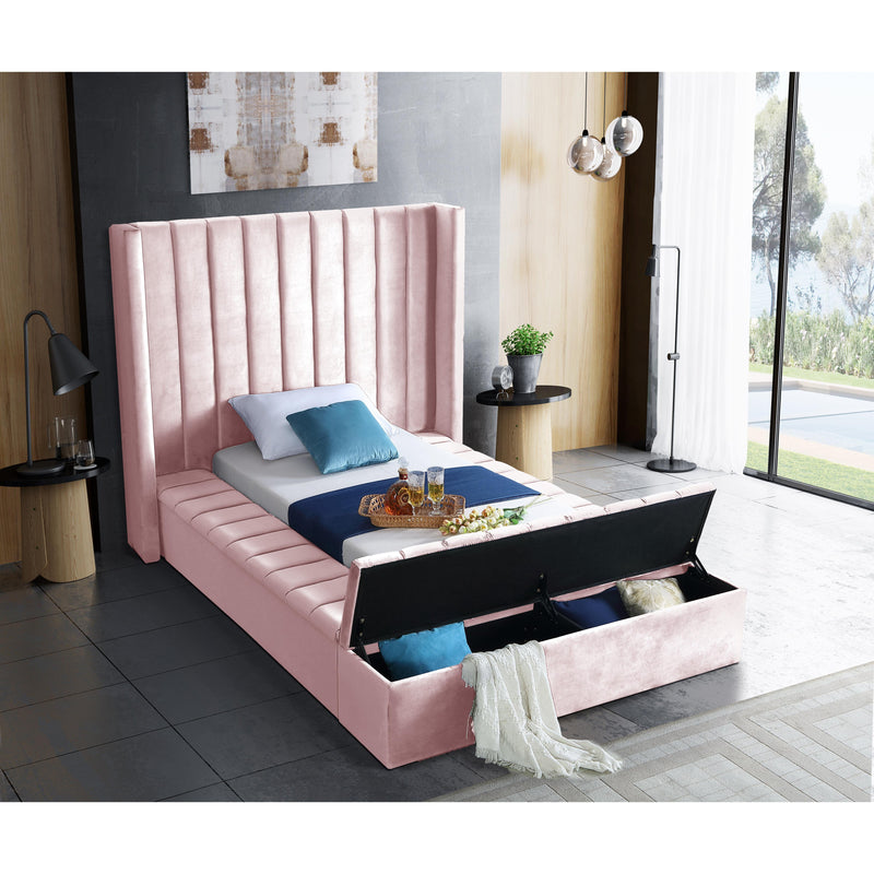 Meridian Kiki Pink Velvet Twin Bed (3 Boxes) IMAGE 6