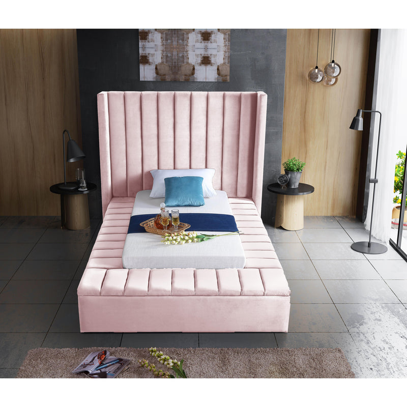 Meridian Kiki Pink Velvet Twin Bed (3 Boxes) IMAGE 7