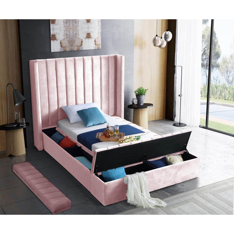 Meridian Kiki Pink Velvet Twin Bed (3 Boxes) IMAGE 8