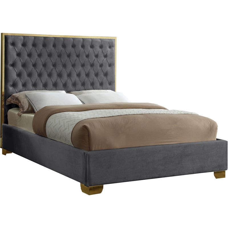 Meridian Lana Grey Velvet Full Bed IMAGE 1