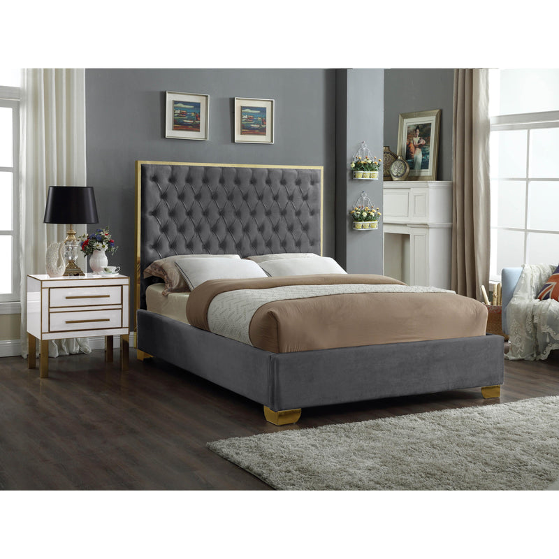 Meridian Lana Grey Velvet Full Bed IMAGE 2