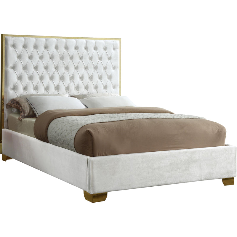 Meridian Lana White Velvet Full Bed IMAGE 1