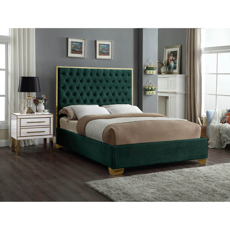 Meridian Lana Green Velvet Queen Bed IMAGE 2
