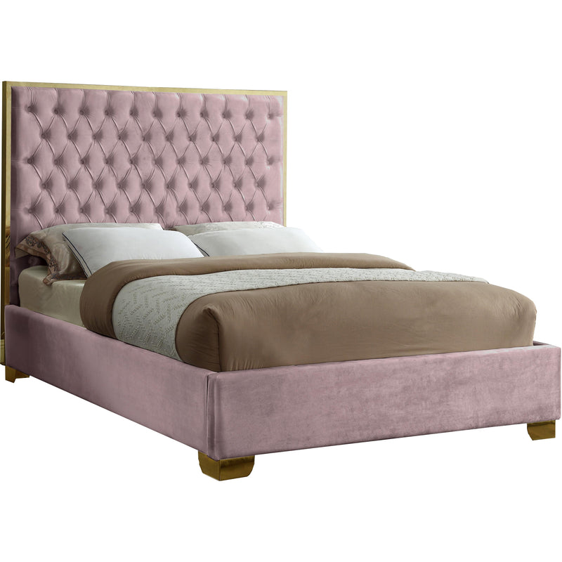 Meridian Lana Pink Velvet Queen Bed IMAGE 1