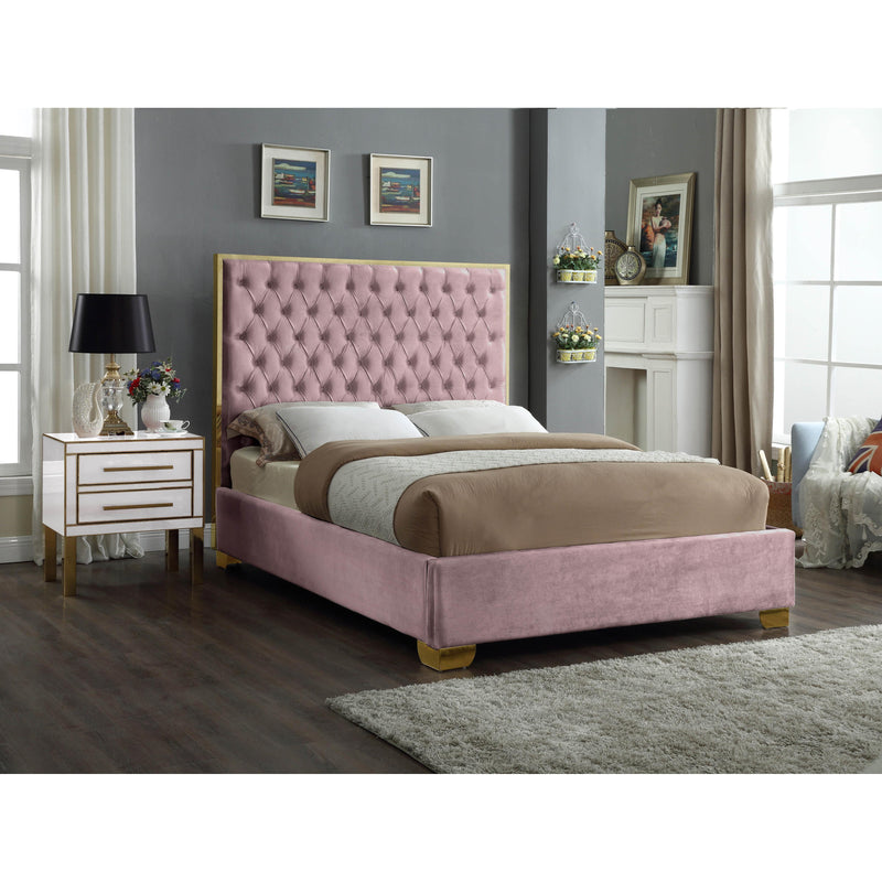 Meridian Lana Pink Velvet Queen Bed IMAGE 2