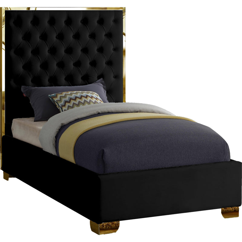 Meridian Lana Black Velvet Twin Bed IMAGE 1