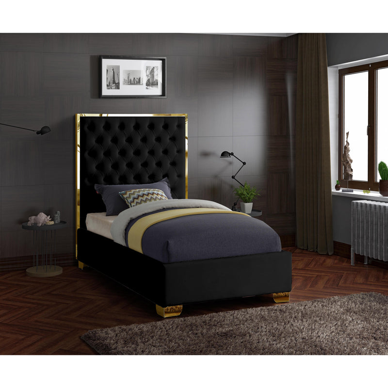 Meridian Lana Black Velvet Twin Bed IMAGE 2