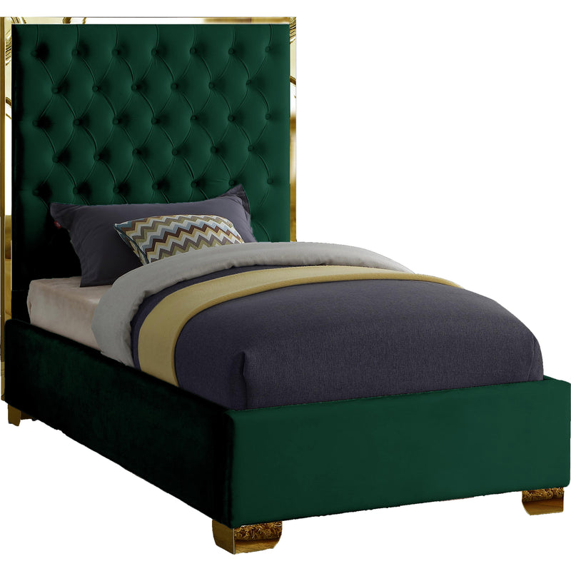 Meridian Lana Green Velvet Twin Bed IMAGE 1