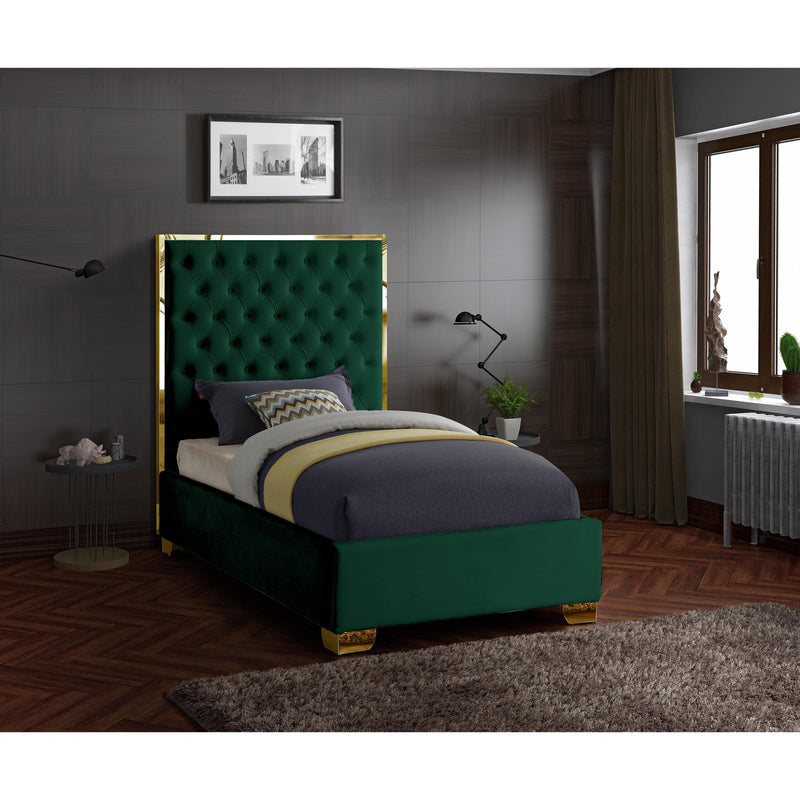 Meridian Lana Green Velvet Twin Bed IMAGE 2