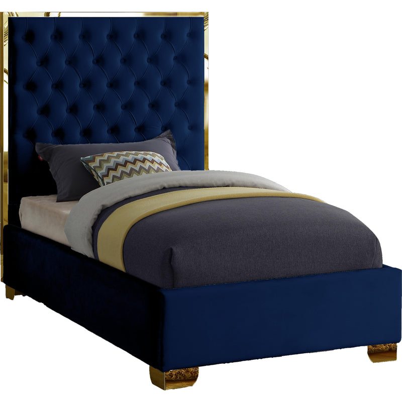 Meridian Lana Navy Velvet Twin Bed IMAGE 1