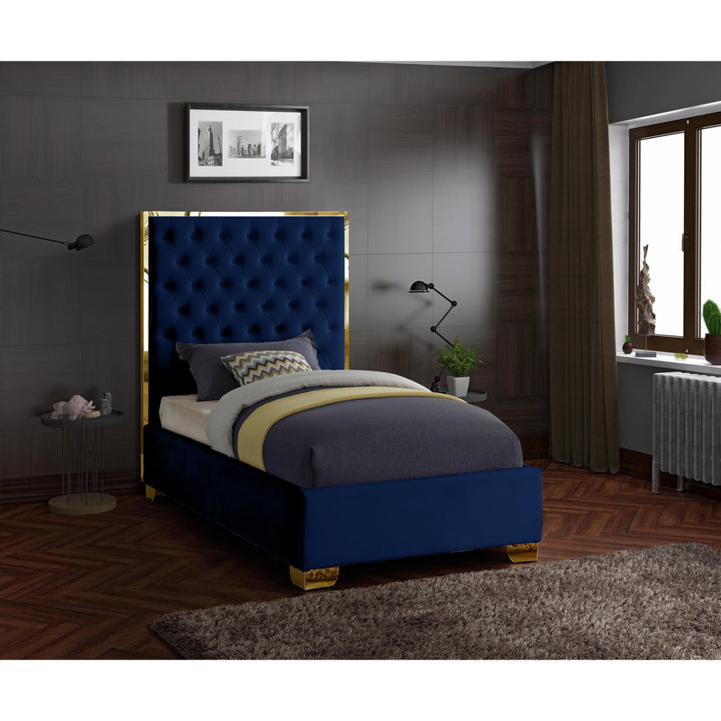 Meridian Lana Navy Velvet Twin Bed IMAGE 2