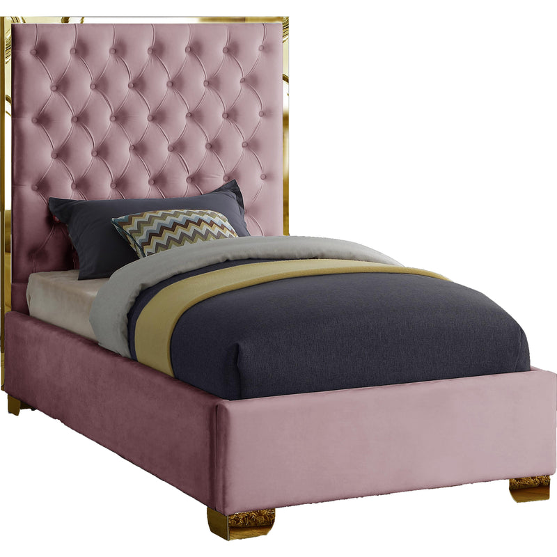 Meridian Lana Pink Velvet Twin Bed IMAGE 1