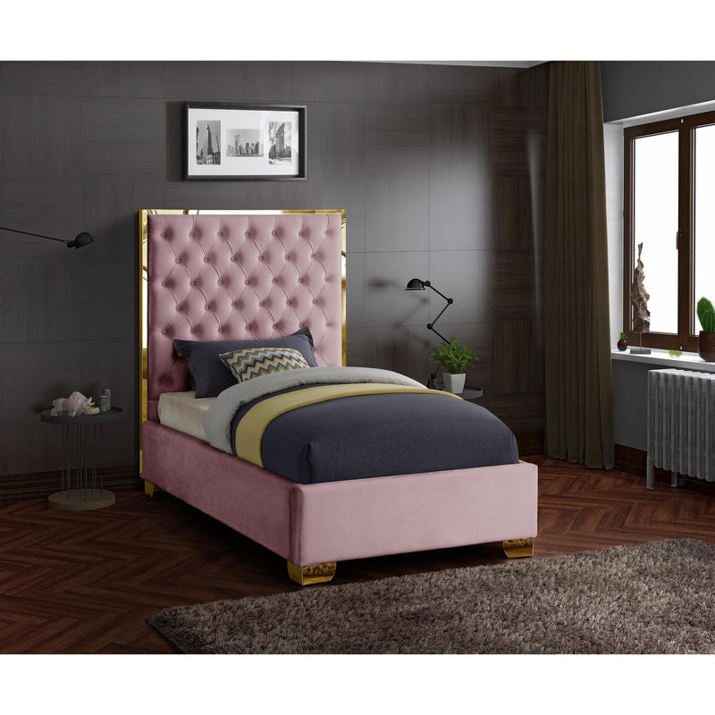 Meridian Lana Pink Velvet Twin Bed IMAGE 2