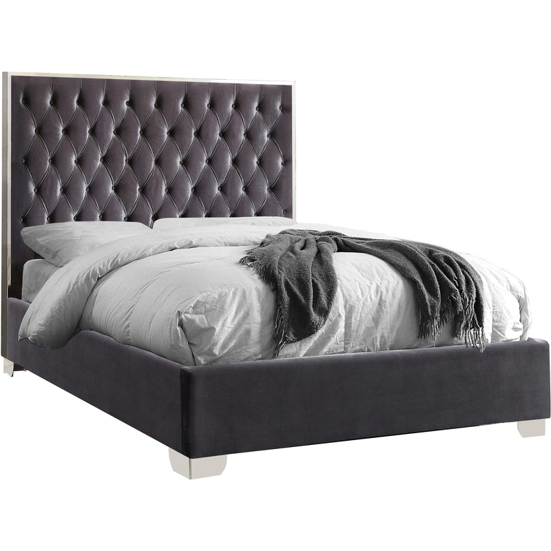 Meridian Lexi Grey Velvet Full Bed IMAGE 1