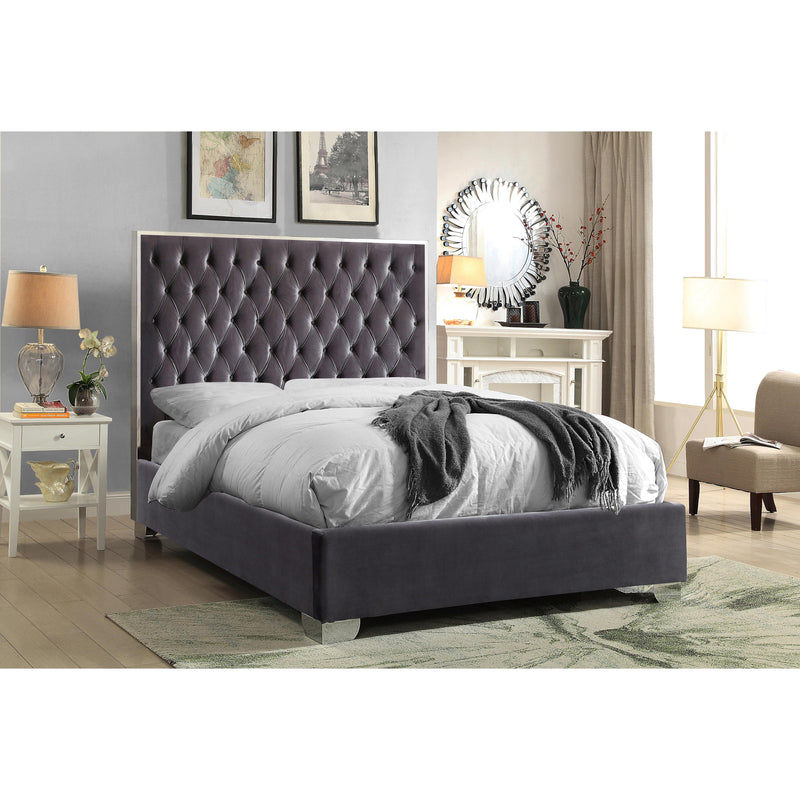 Meridian Lexi Grey Velvet Full Bed IMAGE 2