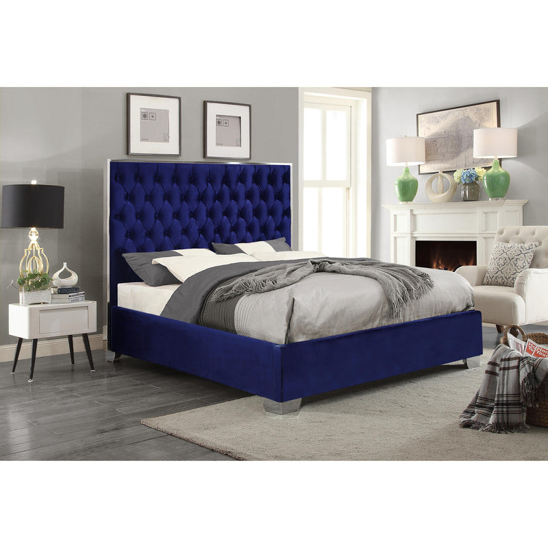 Meridian Lexi Navy Velvet Full Bed IMAGE 2