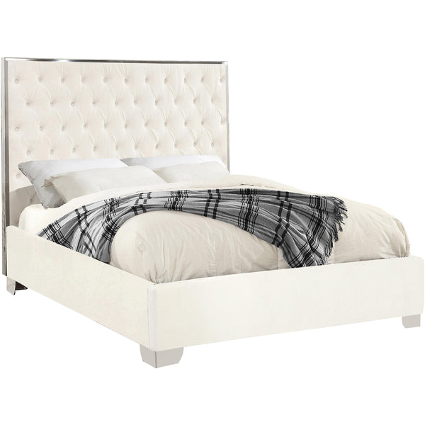Meridian Lexi White Velvet Full Bed IMAGE 1