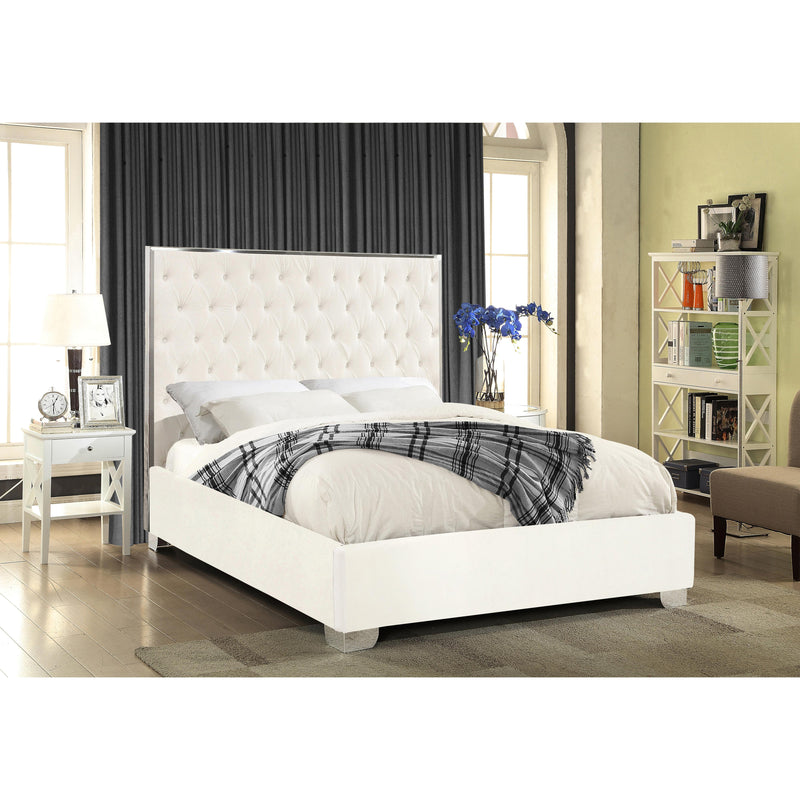 Meridian Lexi White Velvet King Bed IMAGE 2